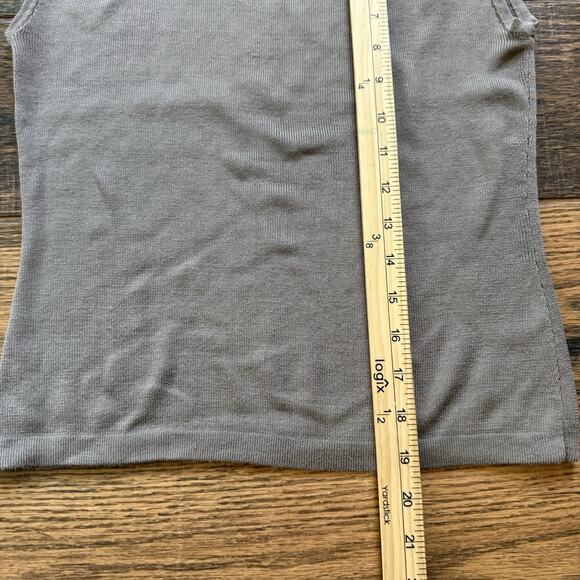 Vintage Chico’s Design Silk Cotton Knit Tank Top Size 2 Taupe Brown Sleeveless - Picture 5 of 5